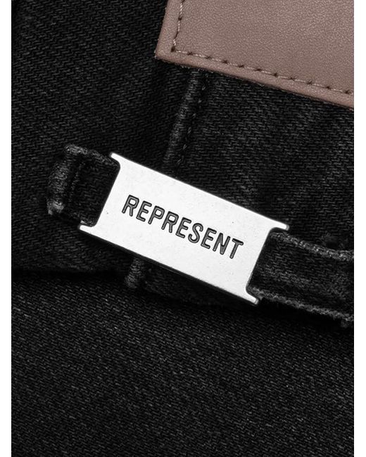 Represent Black Boot Cut Denim Trousers for men