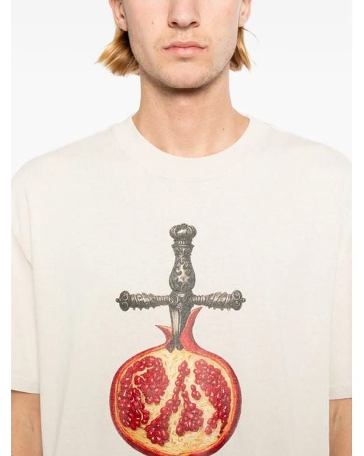 Melt White Pomegranate-Print T-Shirt for men