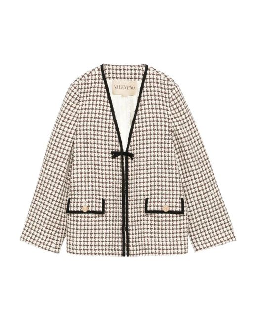 Valentino Garavani Natural Tweed Houndstooth-Pattern Jacket