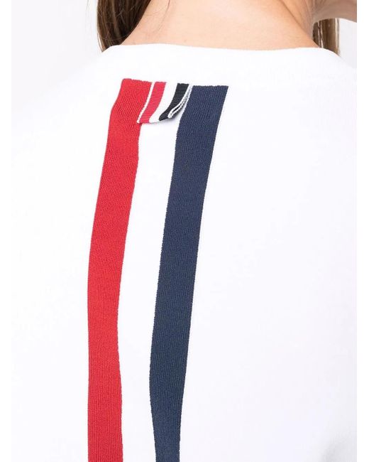 Thom Browne White Rwb Intarsia-Knit Top