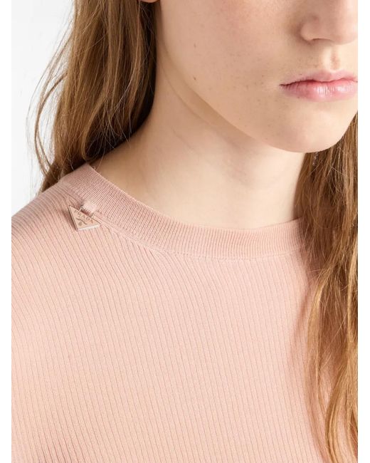 Prada Pink Pull En Laine À Col Rond