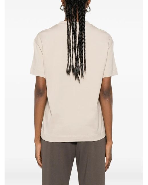 Brunello Cucinelli White T-Shirt À Poche Poitrine