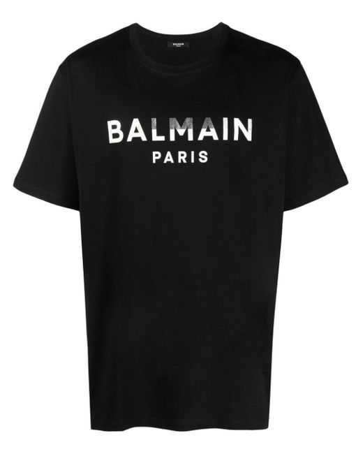 Balmain Black Logo-print Cotton T-shirt for men
