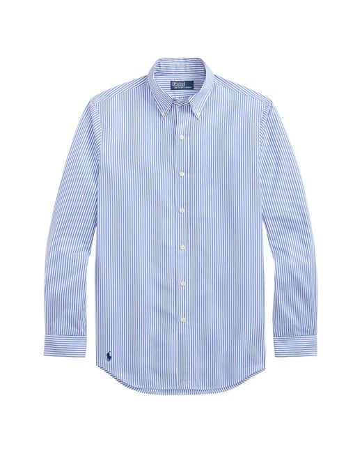 Polo Ralph Lauren Blue Striped Custom Fit Shirt for men