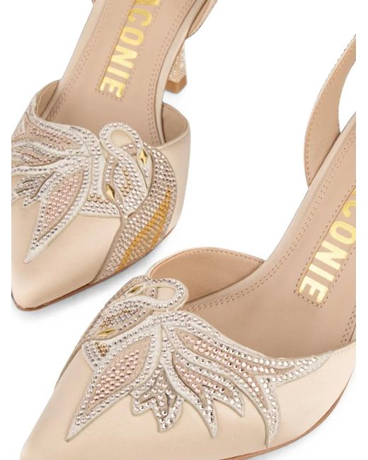 Kat Maconie Natural Karina Crystal-Embellished Slingback Pumps