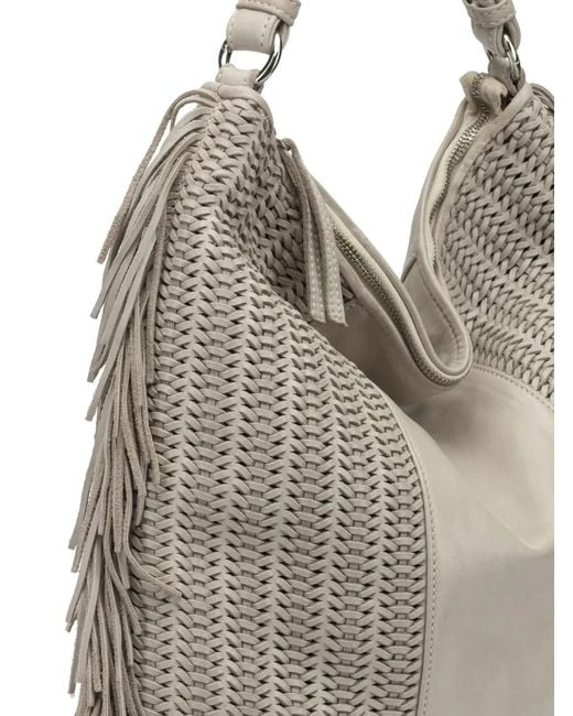 Reptile's House Gray Large Vasia Fringed Woven Shoulder Bag