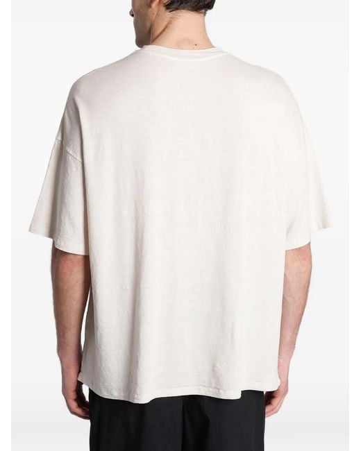 Roberto Collina White Short-Sleeve Crewneck Linen T-Shirt for men