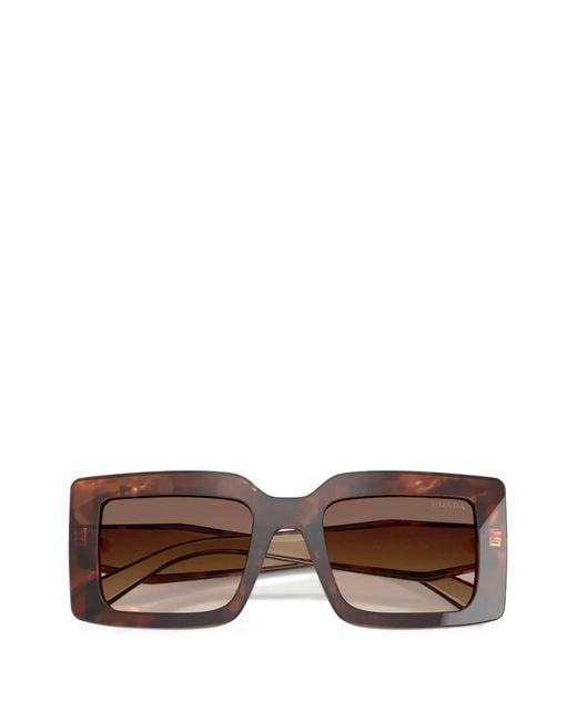 Prada Brown Tortoiseshell-Effect Square-Frame Sunglasses