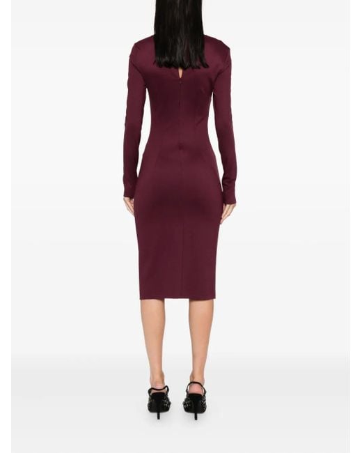 Patrizia Pepe Purple V-Neck Long-Sleeved Dress