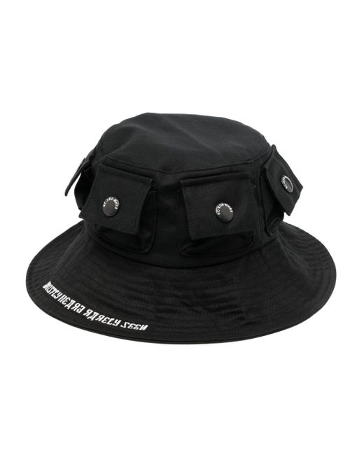 Mostly Heard Rarely Seen Black Logo-embroidery Cotton Bucket Hat for men