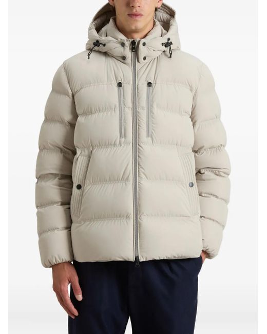 Woolrich White Hooded Stretch Puffer Jacket for men