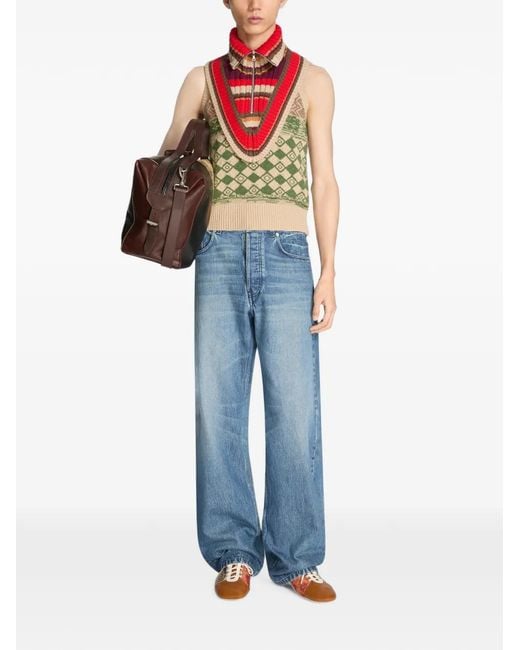 Dries Van Noten Red Wool Zip Collar for men