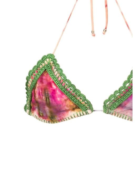 Amir Slama Multicolor Crochet-Detail Tie-Dye Triangle Bikini
