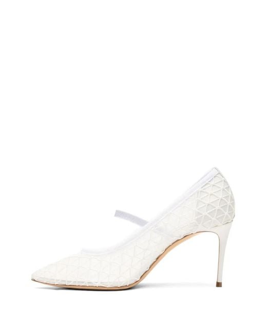 Casadei White Julia Mesh-Upper Heeled Pumps