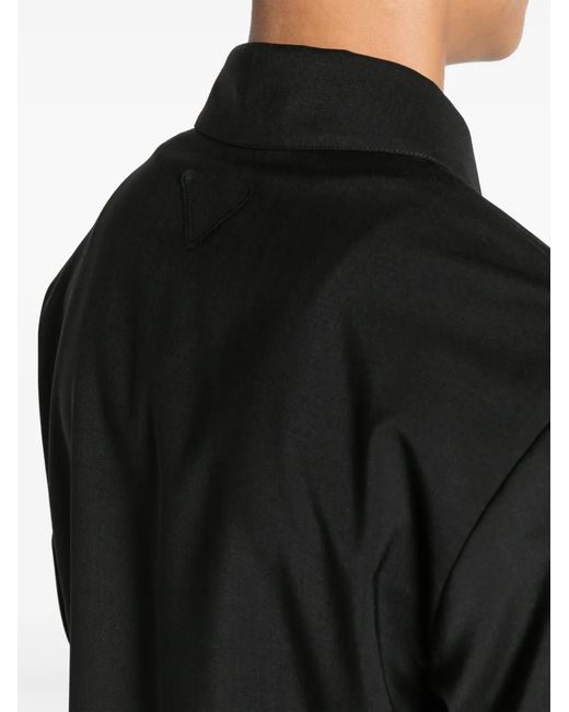 Prada Black Zip-Up Wool Blend Shirt Jacket for men