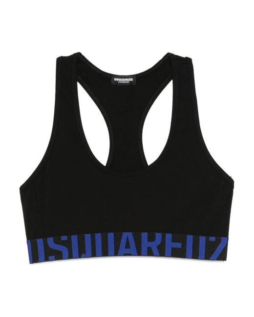 DSquared² Black Racer-Back Logo-Band Sports Bra