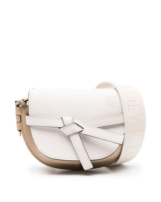 Loewe White Mini Gate Dual Leather Shoulder Bag