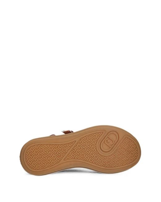 Liu Jo Brown Monogram-Pattern Touch-Strap Sandals