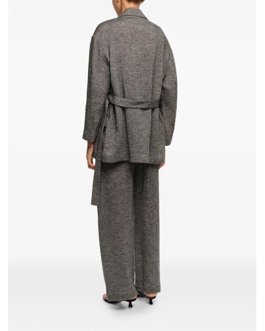 Bimba Y Lola Gray Belted Tailored Coat