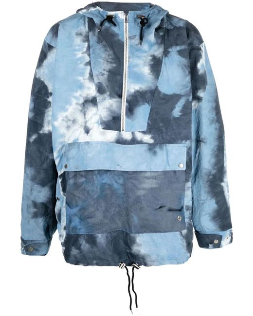 Children of the discordance Blue Tie-Dye Print Hooded Jacket for men