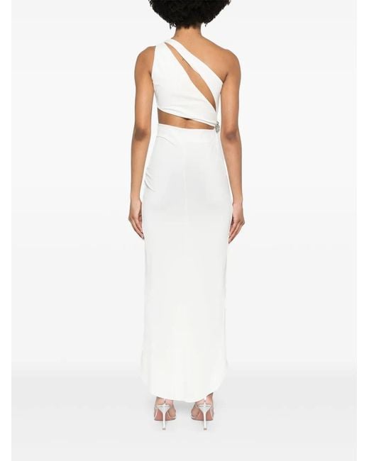 Amen White One-Shoulder Draped Mini Dress