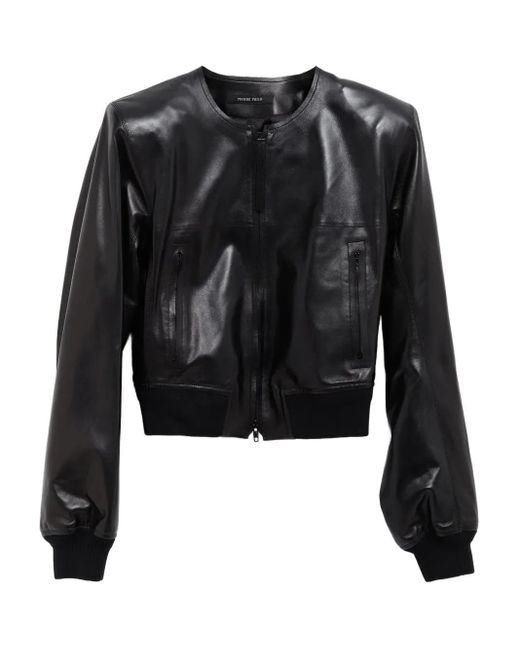 Phoebe Philo Black Crew-Neck Leather Jacket