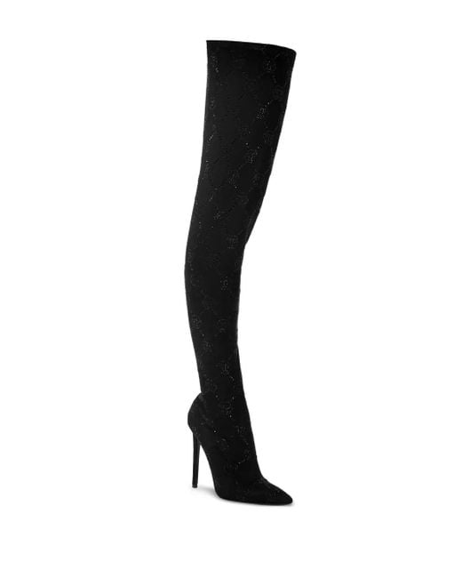 Philipp Plein Black 120Mm Monogram-Pattern Boots