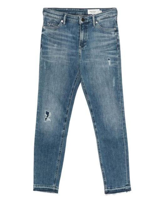 Marc O' Polo Blue Frayed-Hem Distress-Detail Jeans