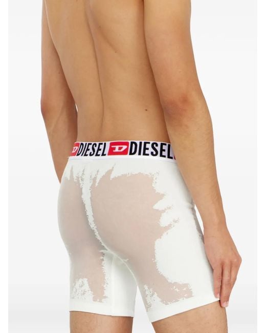 DIESEL White X Tinder Logo-Waistband Sheer-Panel Boxer Briefs for men