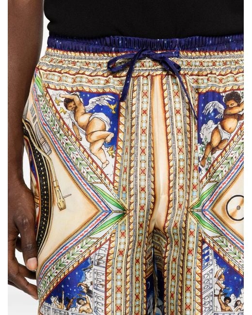 Casablanca White Print Drawstring Shorts for men