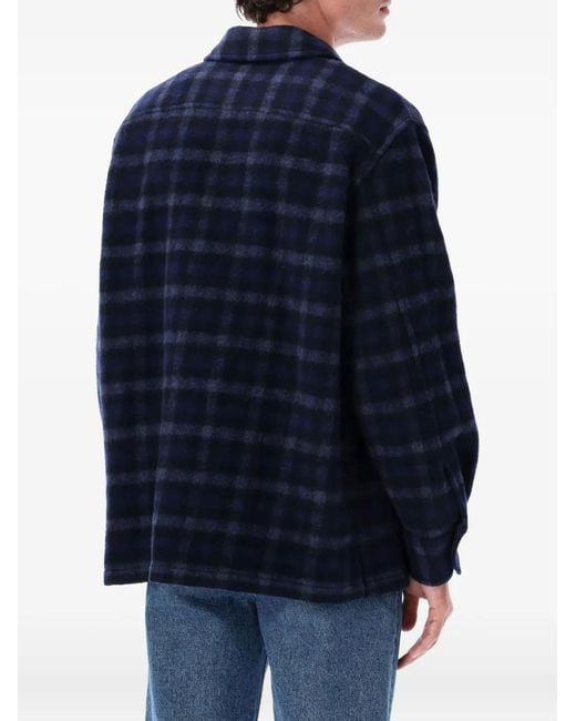 A.P.C. Blue Checked Wool Shirt for men