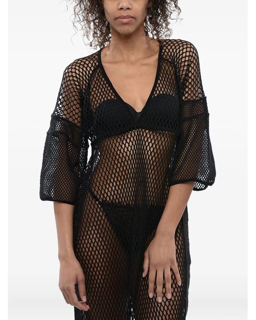 Off-White c/o Virgil Abloh Black Mesh Logo-Stripe Maxi Dress