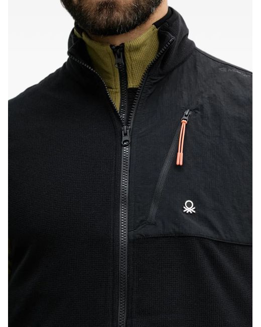 Benetton Black Logo-Patch Zip-Up Vest for men