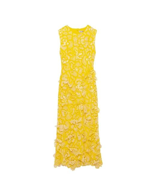Jonathan Simkhai Yellow Dahlia Lace Midi Dress