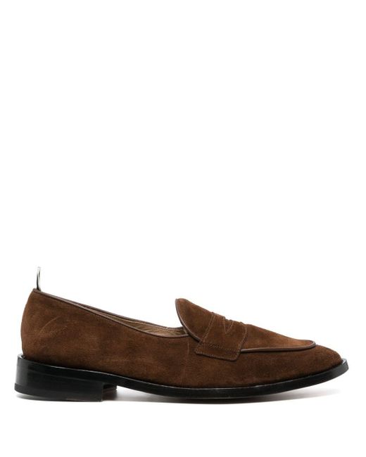 Thom Browne Brown Varsity Suede Penny Loafers for men