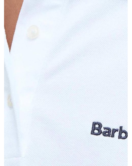 Barbour White Bowford Logo-Embroidered Polo Shirt