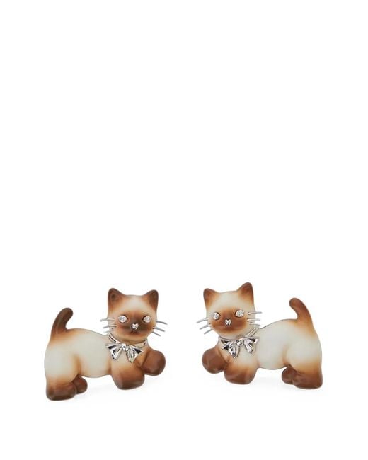 YVMIN Metallic Cat-Motif Crystal-Embellished Hair Clips