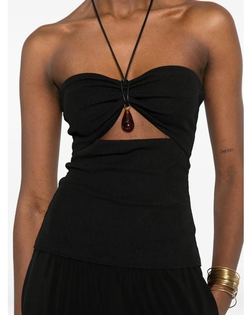 Nanushka Black Cutout Strap Bandeau Top