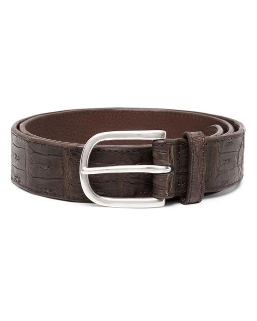 Orciani Brown Animal-Embossed Leather Belt for men