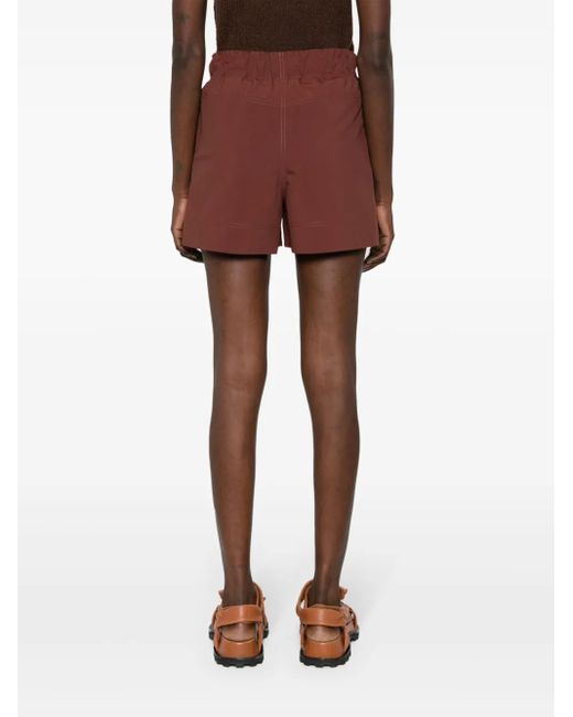 Moncler Red Logo-Patch Froissé Shorts
