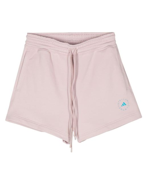 Adidas By Stella McCartney Pink Logo-raised Jersey Shorts