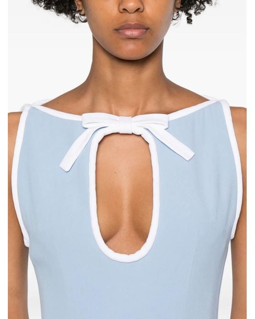 ROWEN ROSE Blue Bow-Detail Keyhole Dress