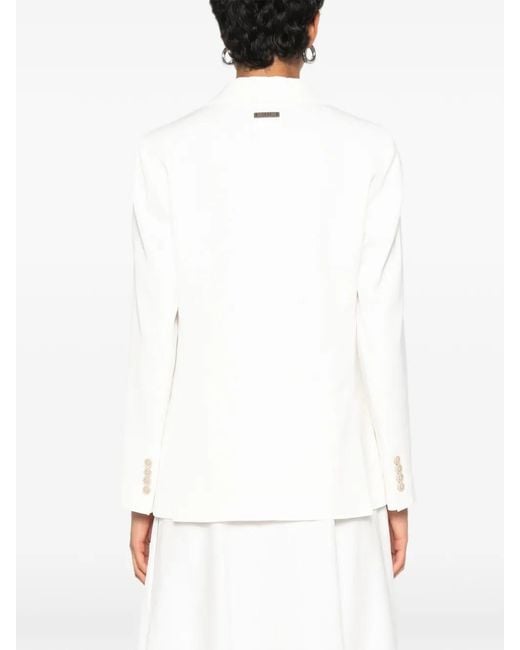 Peserico White Blazer Croisé À Revers Pointus