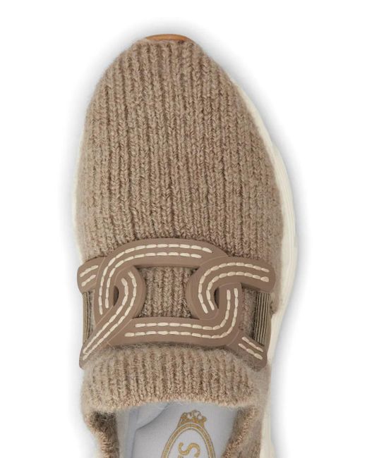 Tod's Natural Kate Knit Sneakers With Chain