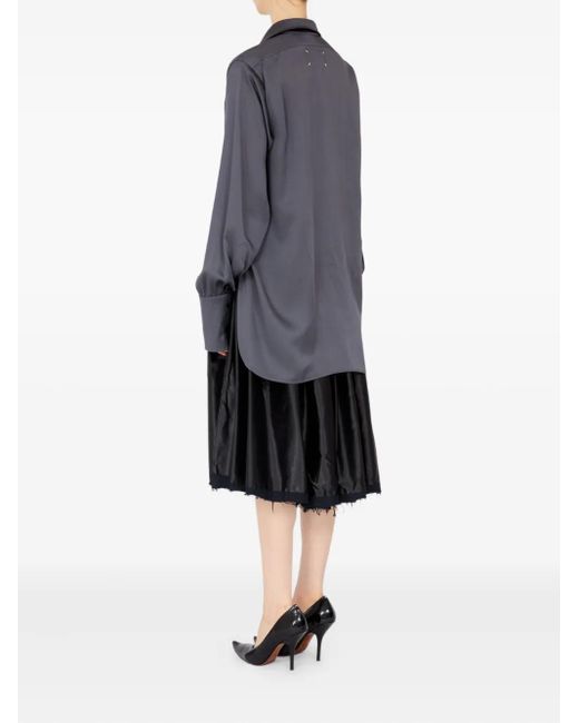 Maison Margiela Gray Long-Sleeved Satin Shirt