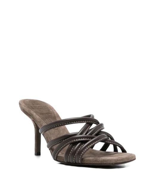 Brunello Cucinelli White Crossover-Strap Sandals