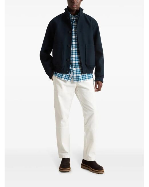 Woolrich Blue Melton Bomber Jacket for men
