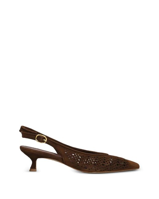 BIANCADI Brown Perforated Slingback Pumps