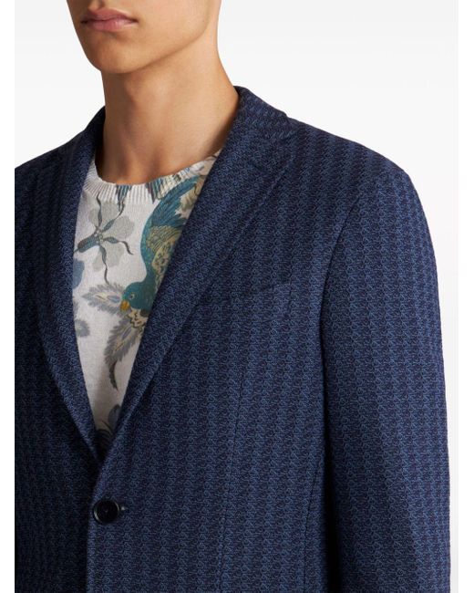 Etro Blue Striped Cotton Blazer for men