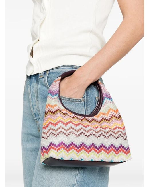 Missoni Pink Raschel Zigzag-Pattern Tote Bag